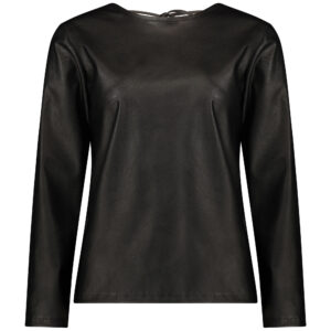 חולצת דמוי עור שחור גב פתוח